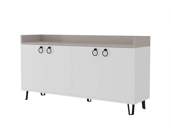 Console Buffet d'entrée DEA 140 cm - Blanc et Light Mocha - HomeDeco