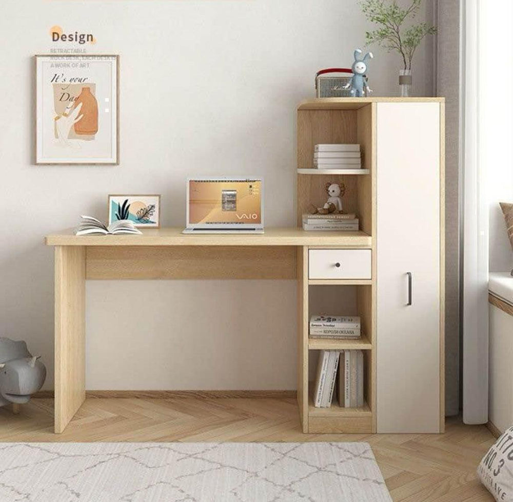 Bureau Randy avec Bibliotheque en Bois - HomeDeco