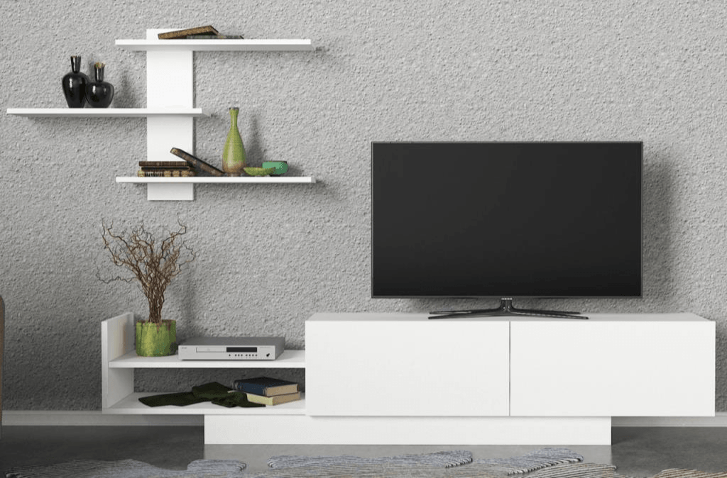 Meuble TV EGEMEN - Blanc HomeDeco.ma