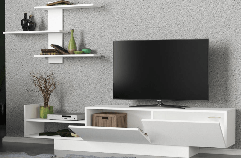 Meuble TV EGEMEN - Blanc HomeDeco.ma