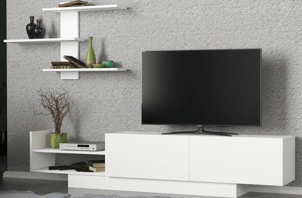 Meuble TV EGEMEN - Blanc HomeDeco.ma