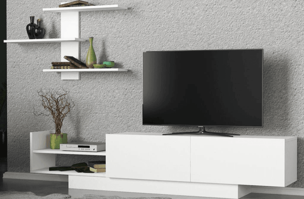 Meuble TV EGEMEN 180 cm - Blanc - HomeDeco