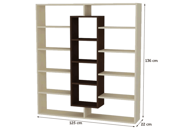 Biblio ELMA 125x135 cm - Érable et Wengé - HomeDeco