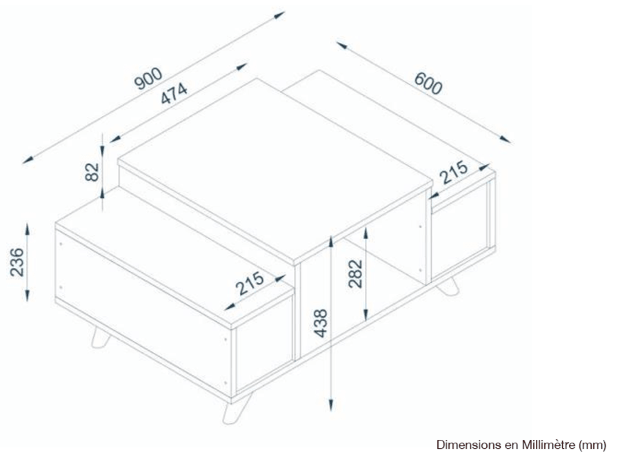 Table Basse ERIBERTO - Noyer et Blanc 