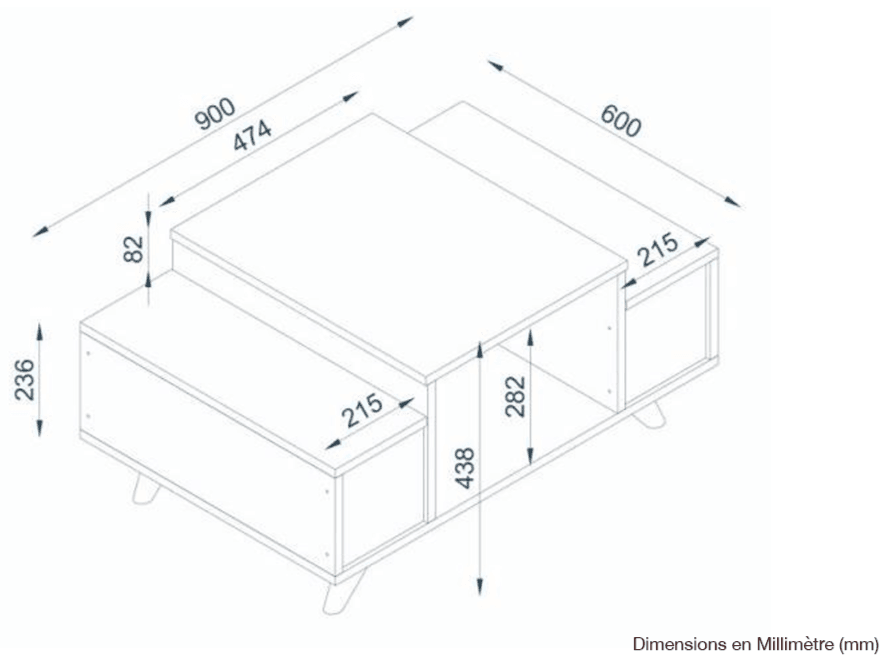 Table Basse ROBERTO - Noyer et Blanc - HomeDeco