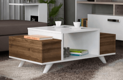 Table Basse ERIBERTO - Noyer et Blanc 