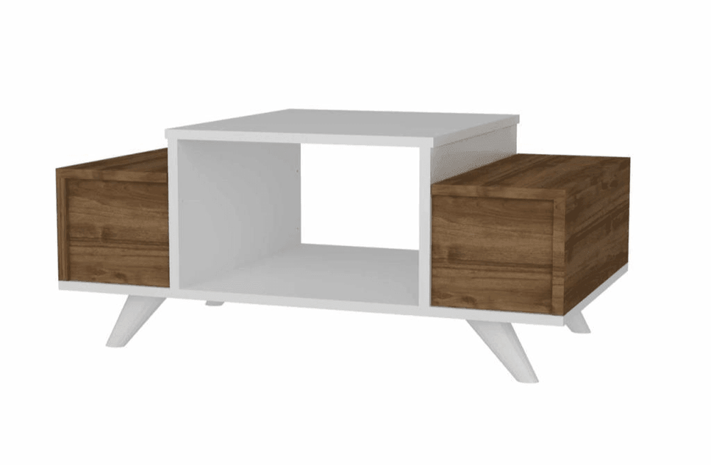 Table Basse ROBERTO - Noyer et Blanc - HomeDeco