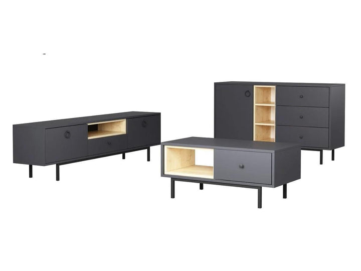 Ensemble BARS Anthracite (Console+Meuble TV +Table Basse) - HomeDeco