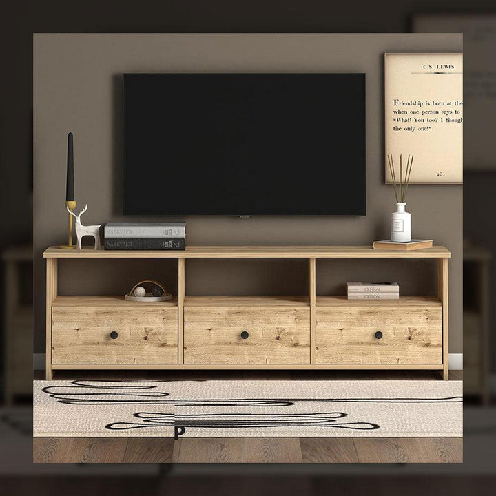 Meuble TV en bois FANSY 150 cm - chêne - salon et séjour - HomeDeco