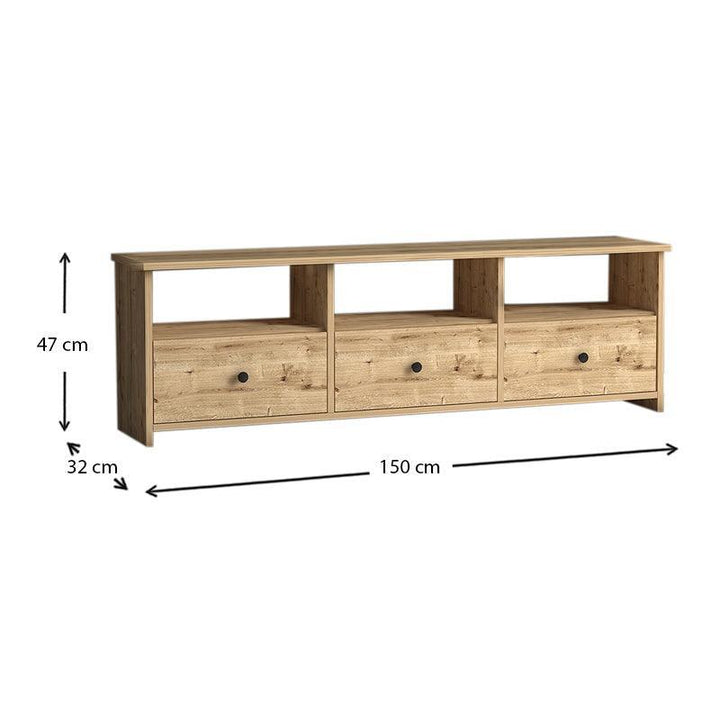 Meuble TV en bois FANSY 150 cm - chêne - salon et séjour - HomeDeco