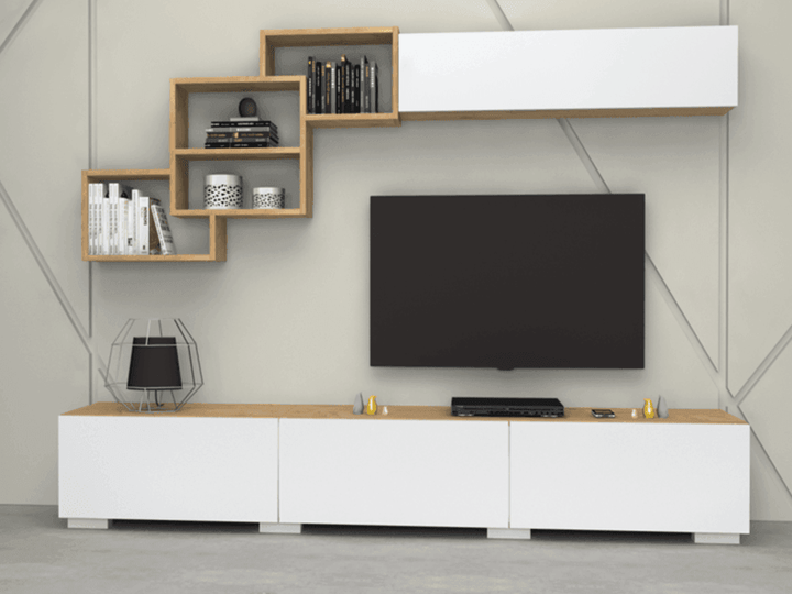 Meuble TV FREE 210cm - Chêne et Blanc - salon et séjour - HomeDeco