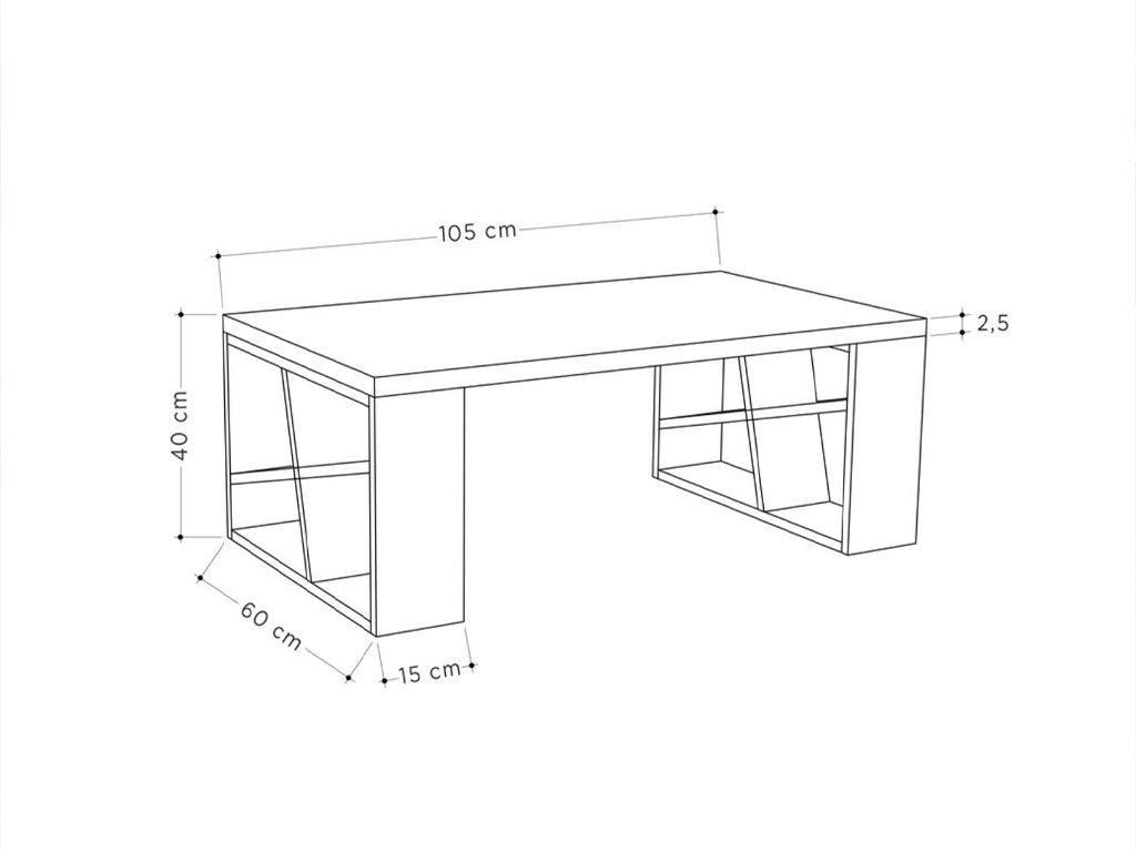 Table Basse pour séjour HONEY - Blanc et Chêne HomeDeco.ma