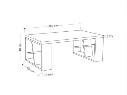 Table Basse pour séjour HONEY - Blanc et Chêne HomeDeco.ma