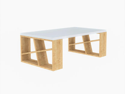 Table Basse pour séjour HONEY - Blanc et Chêne HomeDeco.ma