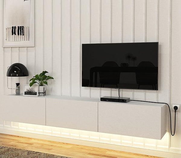 Meuble TV ALMA LED - Blanc - 180cm - HomeDeco