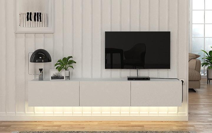 Meuble TV ALMA LED - Blanc - 180cm - HomeDeco