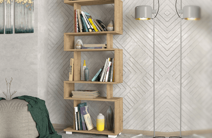 Étagère Bibliothèque BLOCK - Effet Chêne - HomeDeco