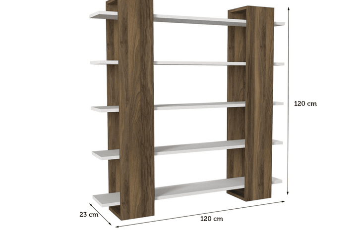 Étagère biblio LOOP - Blanc et Noyer - HomeDeco