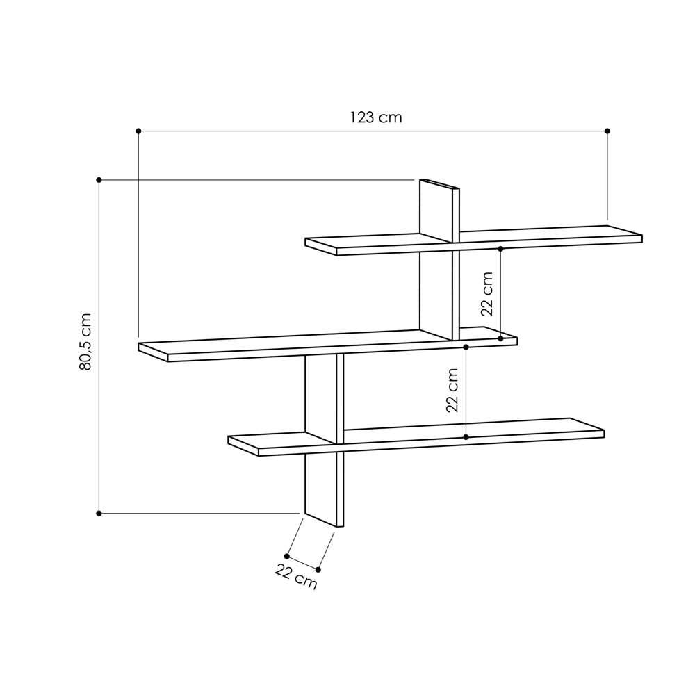 Étagère murale LEO 123 cm - Blanc - Salon ou séjour HomeDeco.ma