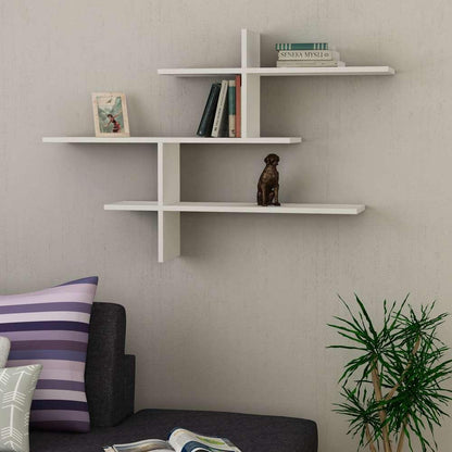 Étagère murale LEO 123 cm - Blanc - Salon ou séjour HomeDeco.ma