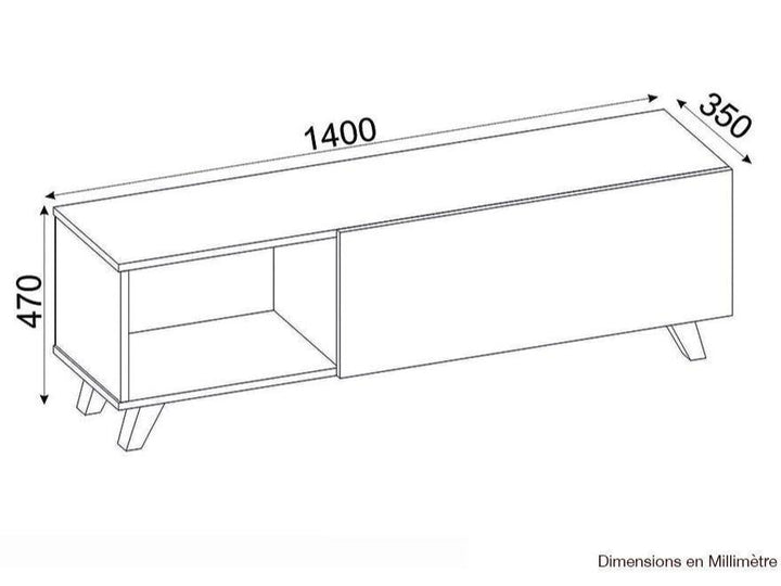 Table TV MART 140 cm - Blanc - HomeDeco