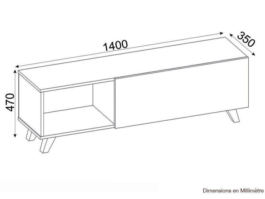 Table TV MART 140 cm - Blanc - HomeDeco