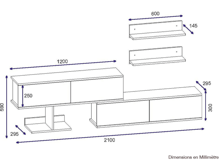 Meuble TV MAXIMUS - Blanc et Chêne HomeDeco.ma