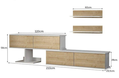 Meuble TV MAXIMUS - Blanc et Chêne HomeDeco.ma