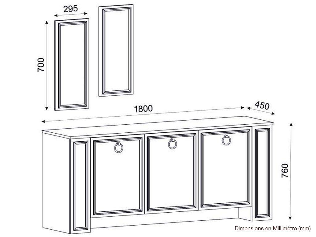 Buffet Console SANSA avec 2 miroirs - Blanc, Noyer et Doré - Entrée et séjour HomeDeco.ma