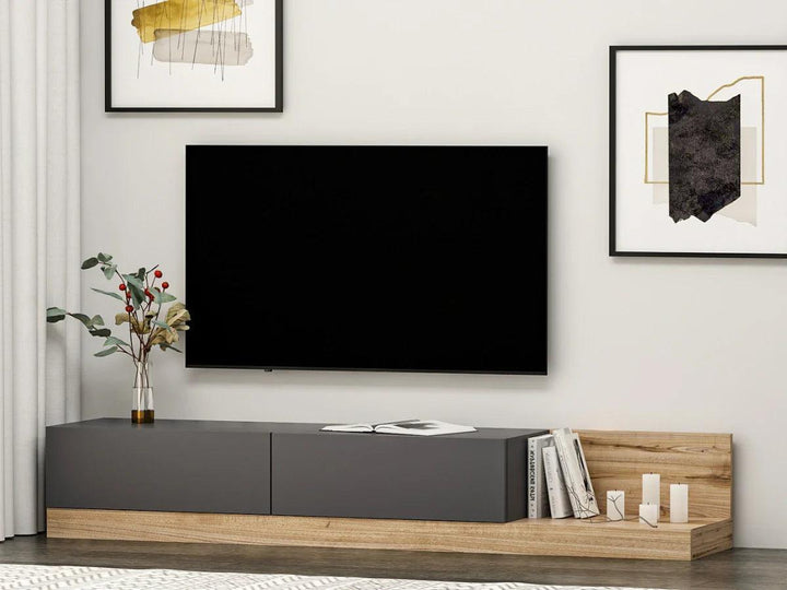 Meuble TV Major Anthracite Naturel 180 cm - HomeDeco