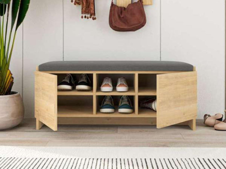 Meuble chaussures ZULLA avec assise - Chêne - HomeDeco