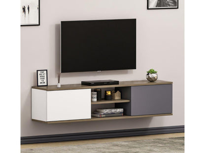 Meuble TV Mural Ayze Anthracite-Blanc-Naturel HomeDeco.ma