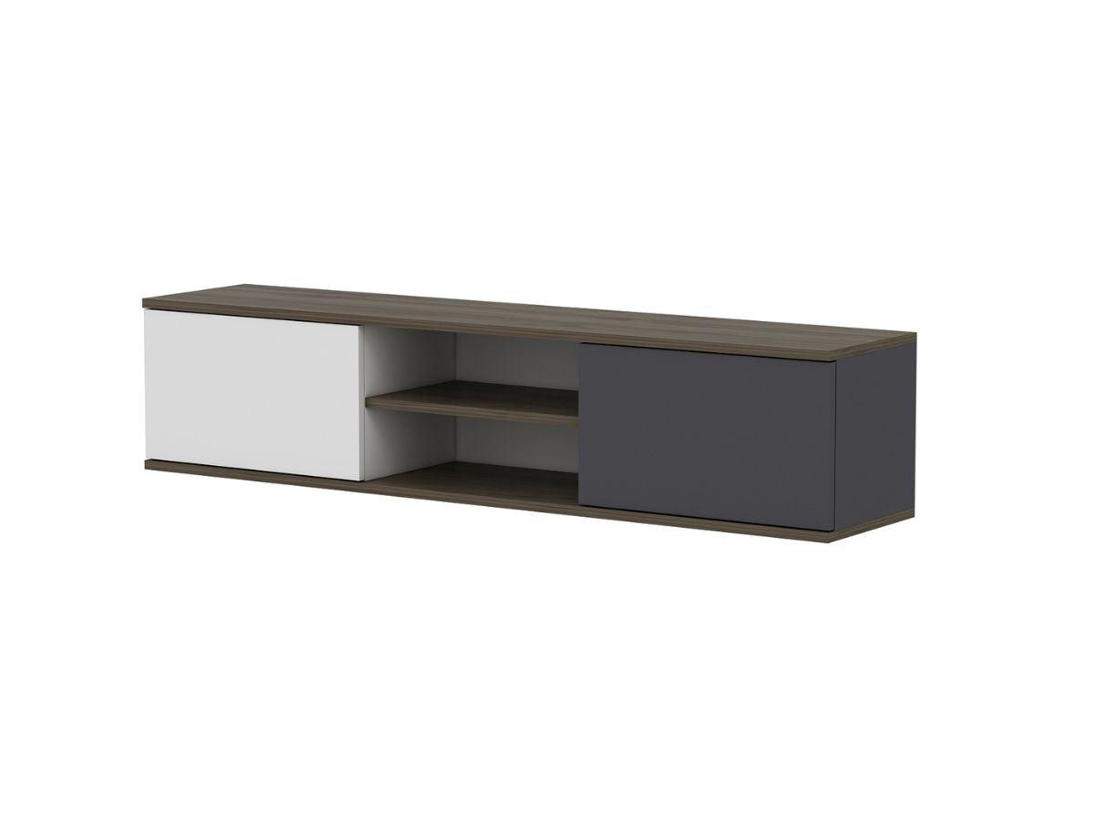 Meuble TV Mural Ayze Anthracite-Blanc-Naturel HomeDeco.ma