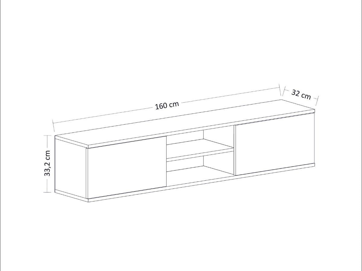 Meuble TV Mural Ayze Anthracite-Blanc-Naturel HomeDeco.ma