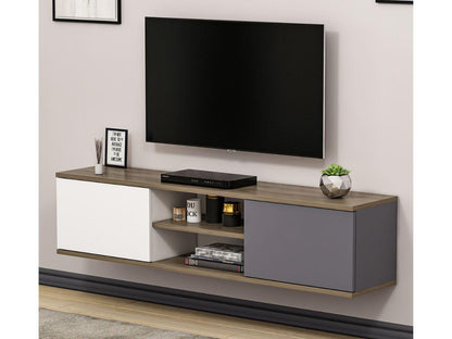 Meuble TV Mural Ayze Anthracite-Blanc-Naturel HomeDeco.ma