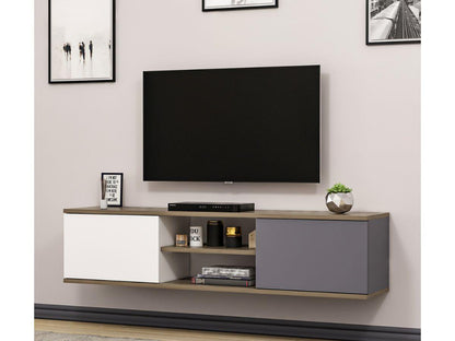 Meuble TV Mural Ayze Anthracite-Blanc-Naturel HomeDeco.ma