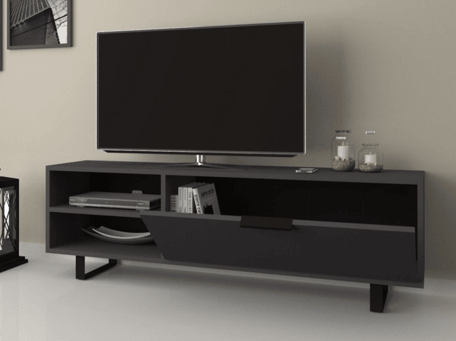 Table TV N-SMAR 140cm - Gris Anthracite - Salon et séjour HomeDeco.ma