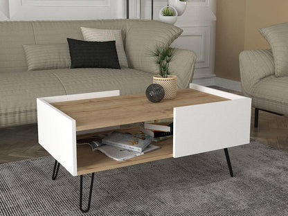 Table basse NINA -chêne et blanc- 100cm HomeDeco.ma