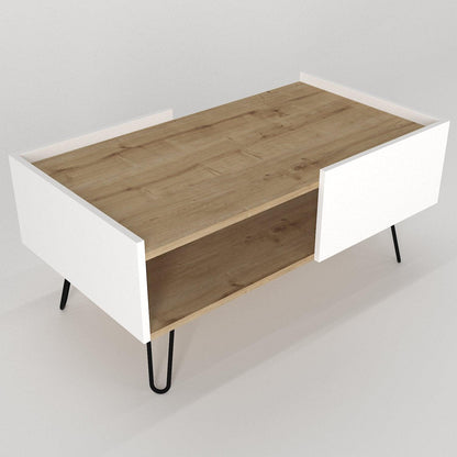 Table basse NINA -chêne et blanc- 100cm HomeDeco.ma