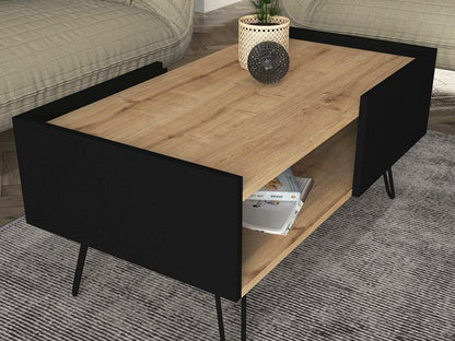 Table basse NINA -chêne et noir- 100cm HomeDeco.ma