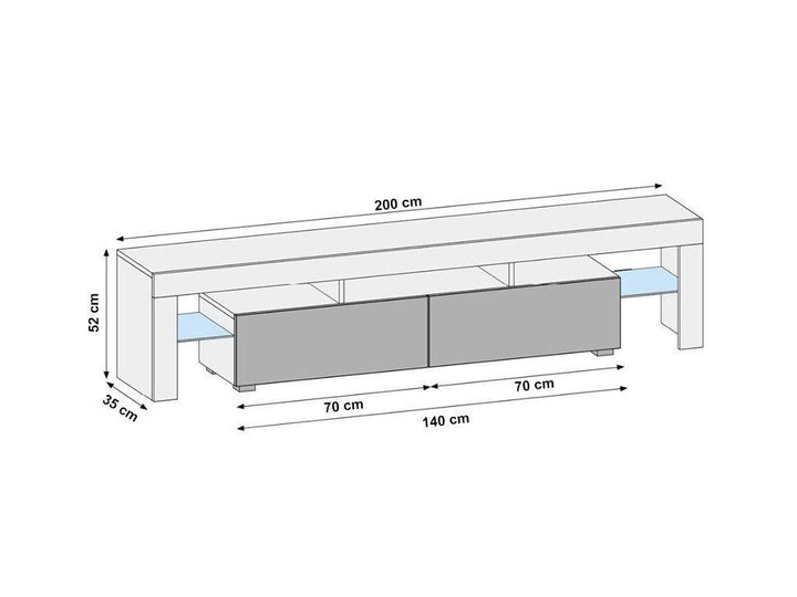 Meuble TV 200cm avec éclairage LED OTIS - Noir et Blanc - HomeDeco