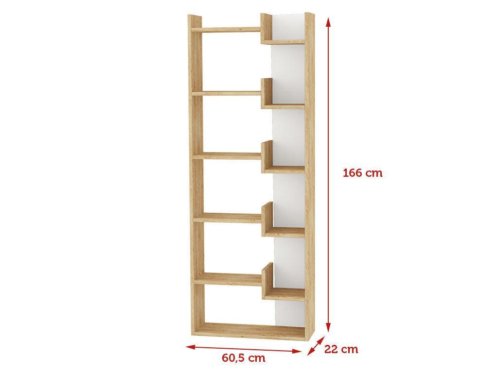 Bibliothèque-Étagères de rangement OPPA 166 cm - Chêne et Blanc HomeDeco.ma