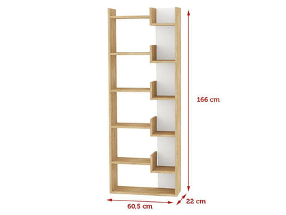 Bibliothèque-Étagères de rangement OPPA 166 cm - Chêne et Blanc HomeDeco.ma