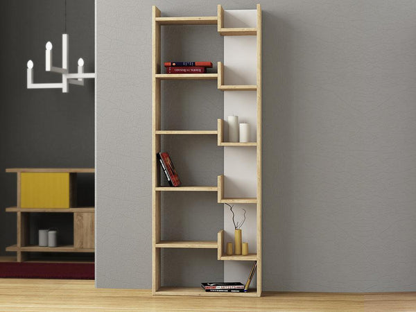 Bibliothèque-Étagères de rangement OPPA 166 cm - Chêne et Blanc - HomeDeco