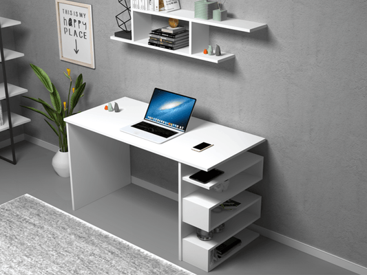 ORKIM 120cm - Bureau avec rangement - Blanc HomeDeco.ma