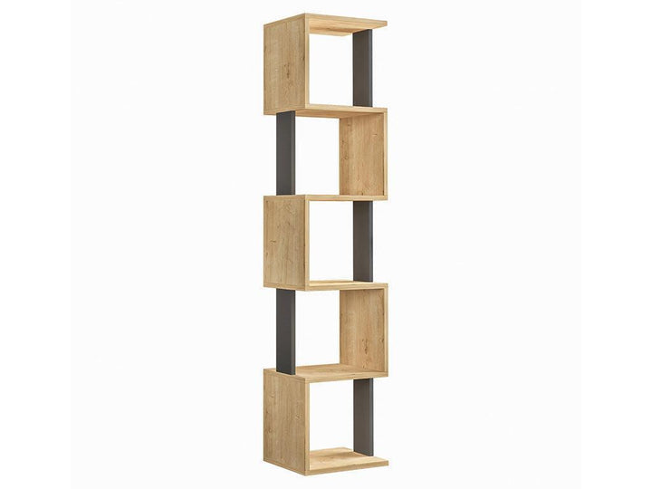 Bibliothèque-Étagères de rangement PIRI 161 cm - Chêne et Gris - HomeDeco