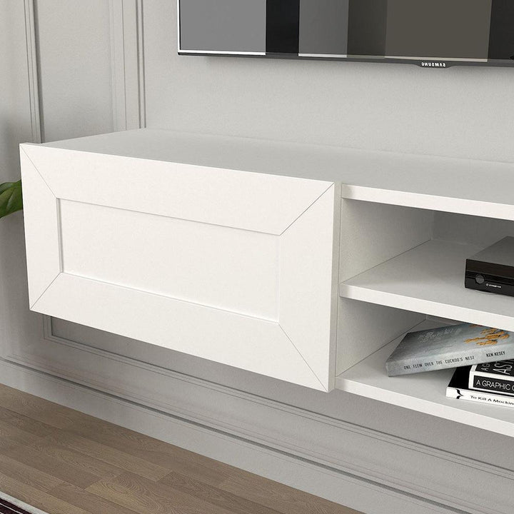 Meuble TV suspendu PIUMA 180 cm de 2 portes - Blanc classique - HomeDeco