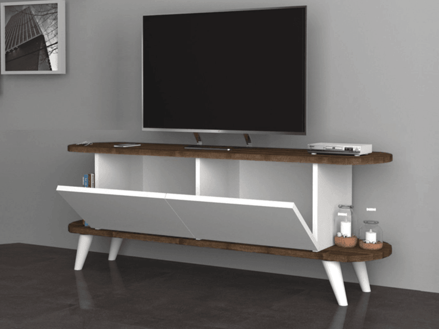 PRAS 140CM - Meuble TV - Noyer et Blanc HomeDeco.ma