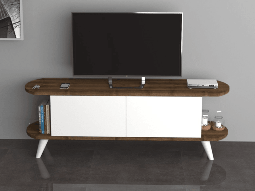 PRAS 140CM - Meuble TV - Noyer et Blanc HomeDeco.ma