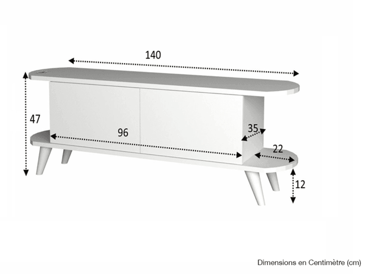 PRAS 140CM - Meuble TV - Noyer et Blanc - HomeDeco